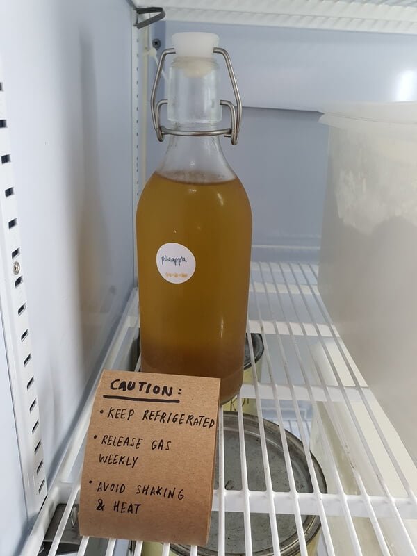 Kombucha Pineapple Flavored in Glass Bottle